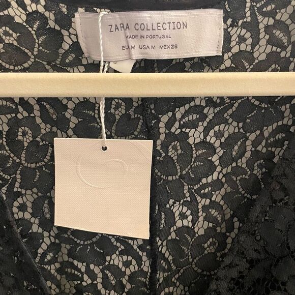 New Zara Collection Little Black Lace Cocktail Mini Dress Women’s Size Medium 8 - Picture 3 of 4